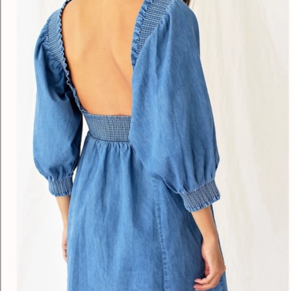 Free People Olive Green Smocked Mini This is Everything Dress size SP - Picture 4 of 9